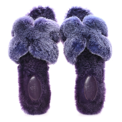 Hermes Woolskin Oran Sandals 38 Violet Fonce 2 of 8