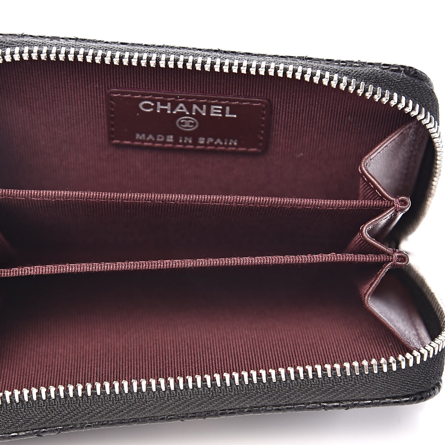 Caviar Quilted Zip Coin Purse Black