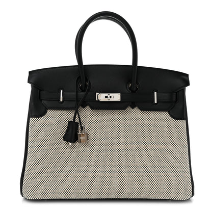 Hermes Toile Swift Birkin 35  Natural Black 1 of 12