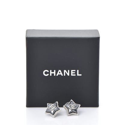 Chanel Resin Metal CC Star Earrings Silver 7 of 7