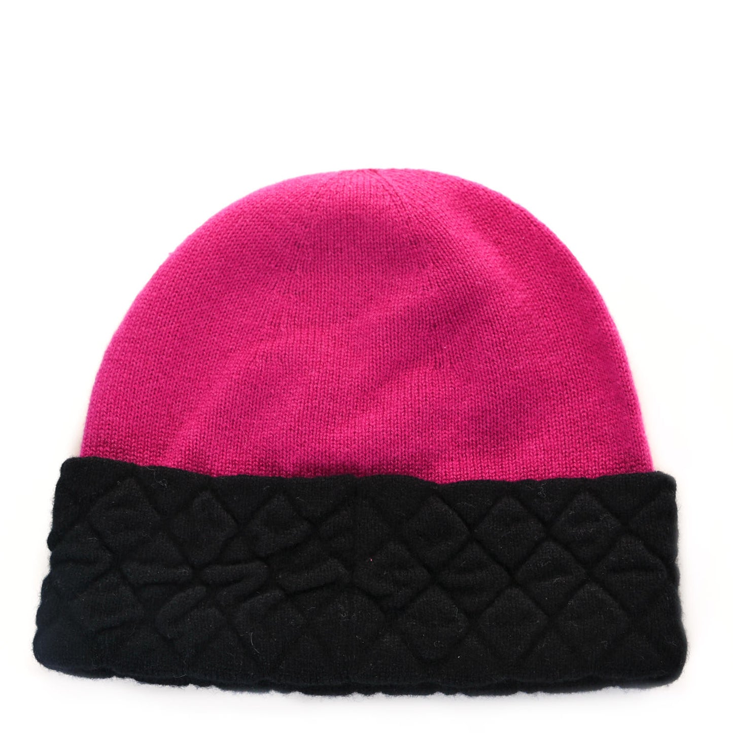 Cashmere Quilted CC Beanie Hat Pink Purple Black