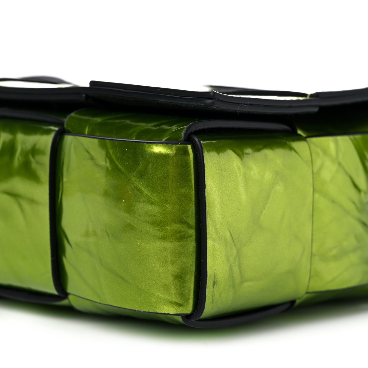 Bottega Veneta Metallic Crushed Calfskin Maxi Intrecciato Cassette Crossbody Bag Chlorophyll 8 of 10