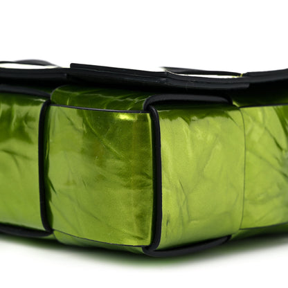 Bottega Veneta Metallic Crushed Calfskin Maxi Intrecciato Cassette Crossbody Bag Chlorophyll 8 of 10