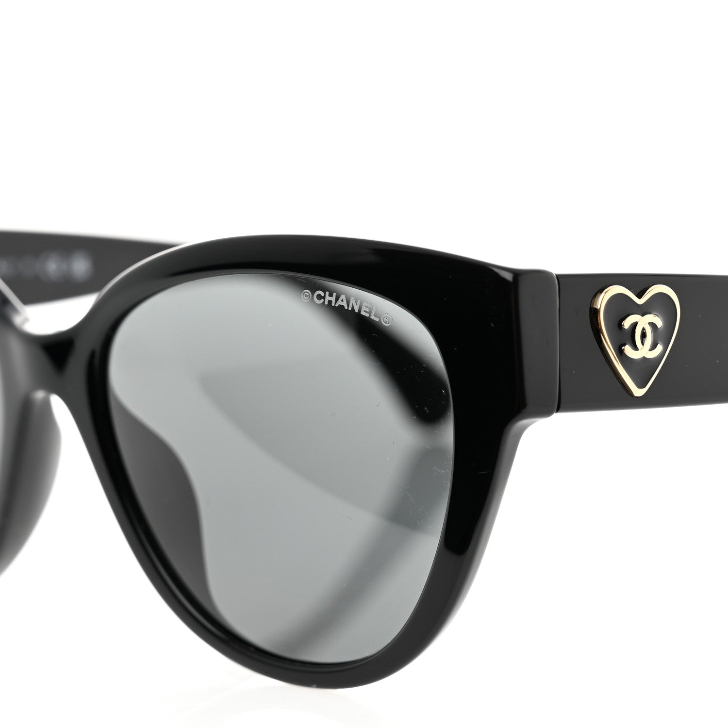 Chanel Acetate Enamel Heart Butterfly Sunglasses 5477-A Black 7 of 8