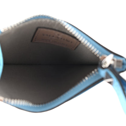 Valentino Garavani Metallic Pebbled Calfskin Rockstud Coin Case Card Holder Cerulean 5 of 6
