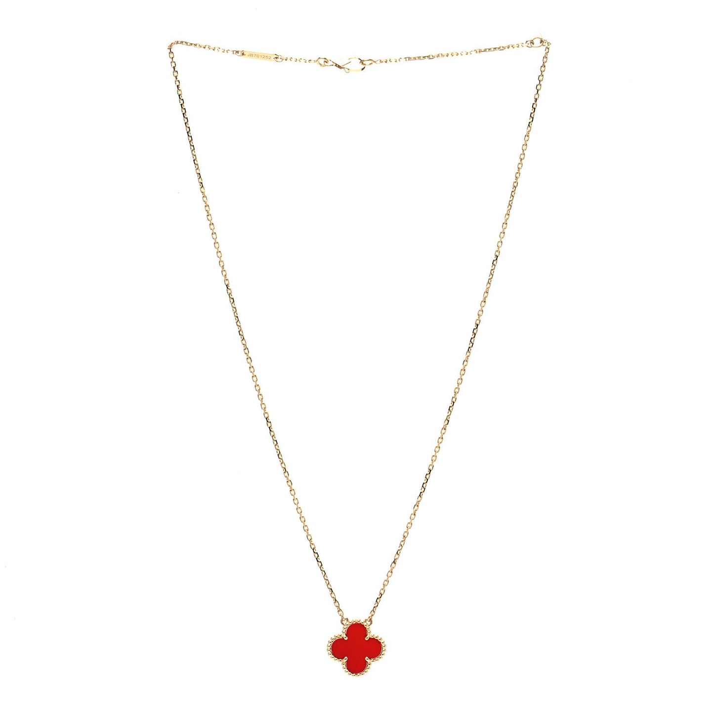 18K Yellow Gold Carnelian Vintage Alhambra Pendant Necklace