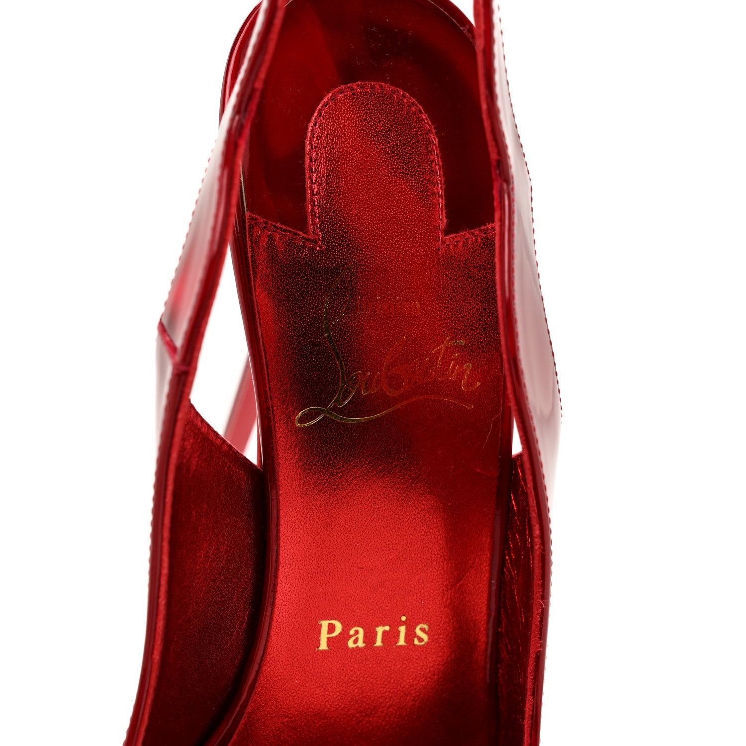 Christian Louboutin Metallic Hot Chick Slingback Platform Peep Toe 120 Pumps 38 Red 7 of 9