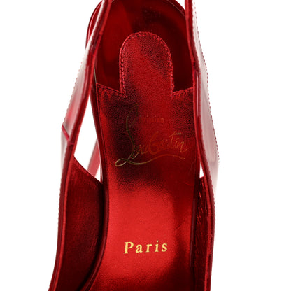 Christian Louboutin Metallic Hot Chick Slingback Platform Peep Toe 120 Pumps 38 Red 7 of 9