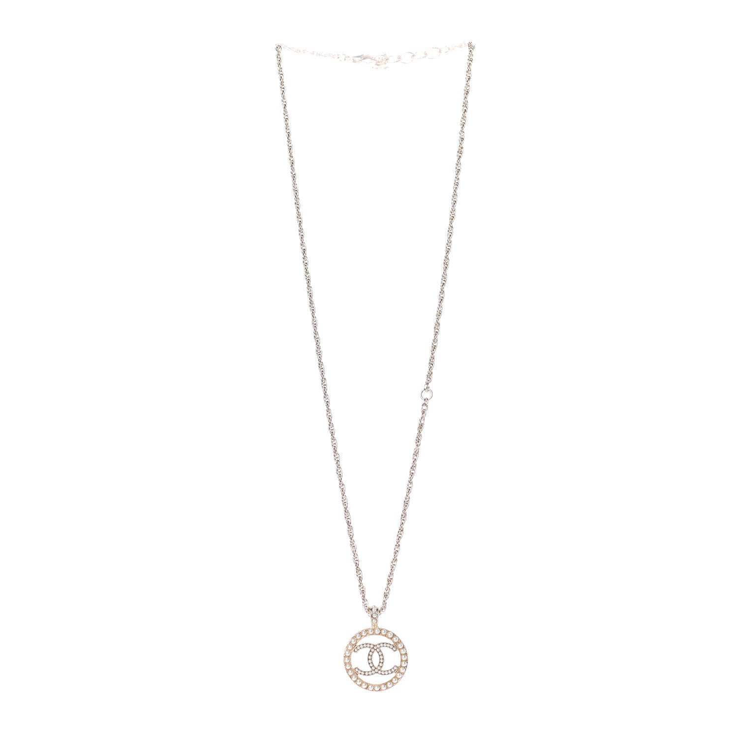 Chanel Pearl CC Round Pendant Necklace Gold 3 of 5