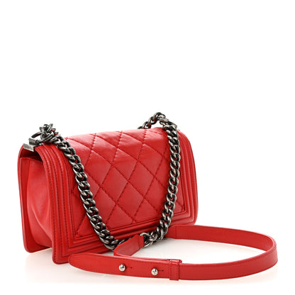 Chanel Calfskin Quilted Double Stitch Medium Boy Flap Red 3 of 12
