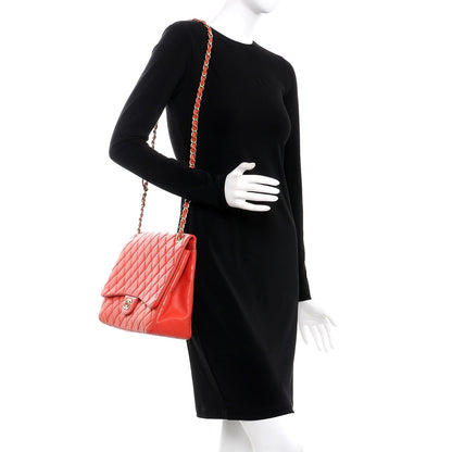 Chanel Lambskin Quilted Maxi Single Flap Light Red 2 of 12