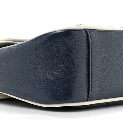 Gucci Vintage Effect Calfskin Matelasse Diagonal Small Torchon GG Marmont Shoulder Bag Blue Agata Mystic White 9 of 10