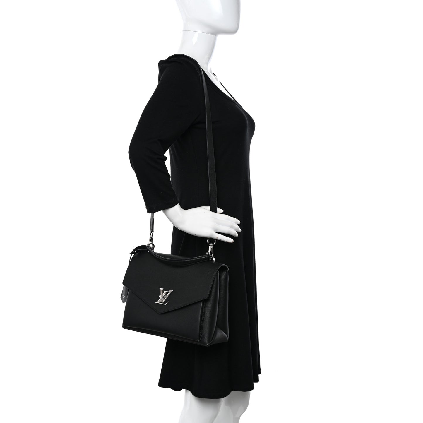 Soft Calfskin My Lockme Top Handle Black
