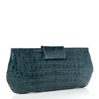 Nancy Gonzalez Crocodile Frame Clutch Blue 3 of 10