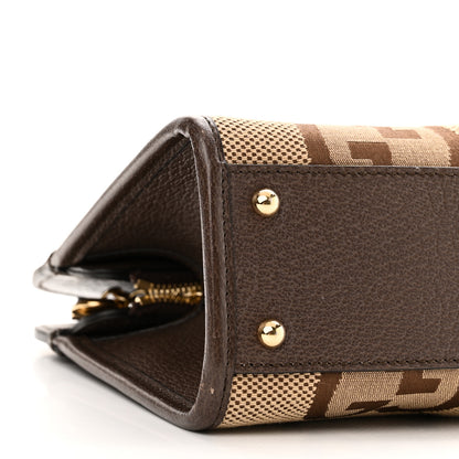 Gucci Monogram Jumbo GG Textured Dollar Calfskin Web Small Ophidia Slip Handle Tote Beige Ebony New Acero 8 of 9