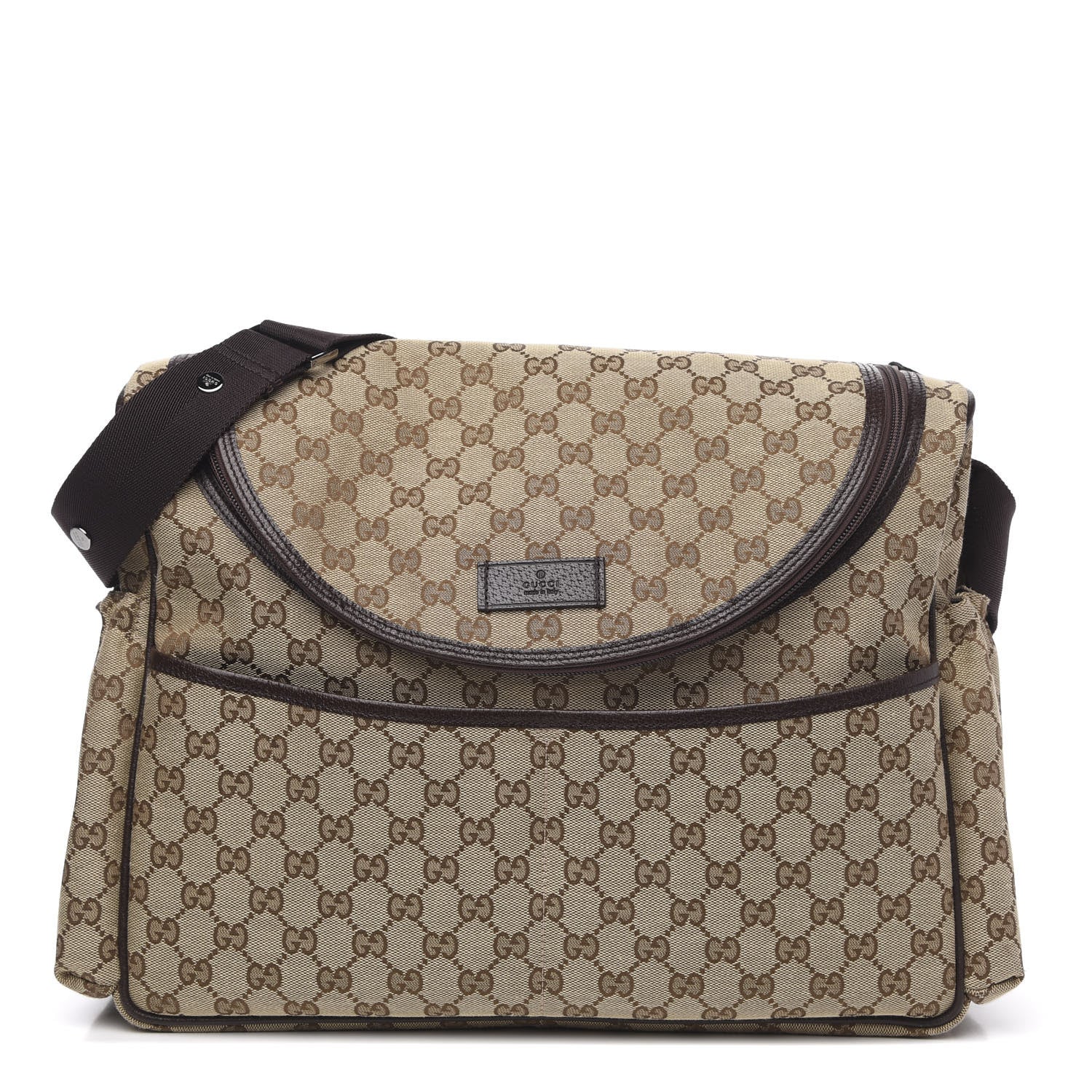 Gucci Monogram Natural Pigskin Large Diaper Bag Beige Ebony Cocoa Dark Chocolate 1 of 10
