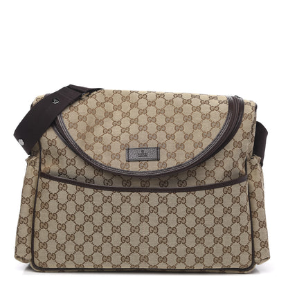 Gucci Monogram Natural Pigskin Large Diaper Bag Beige Ebony Cocoa Dark Chocolate 1 of 10