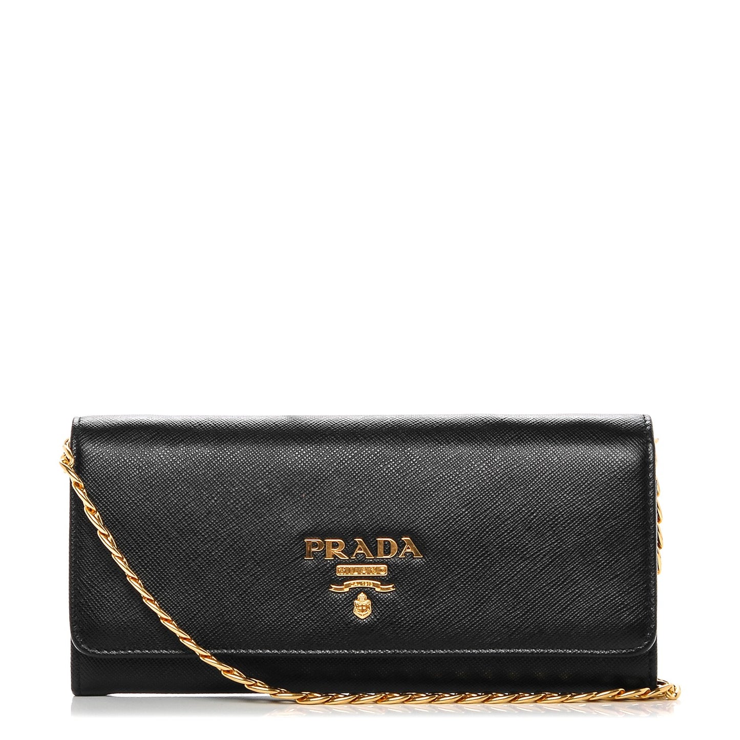 Saffiano Lux Chain Wallet Nero Black