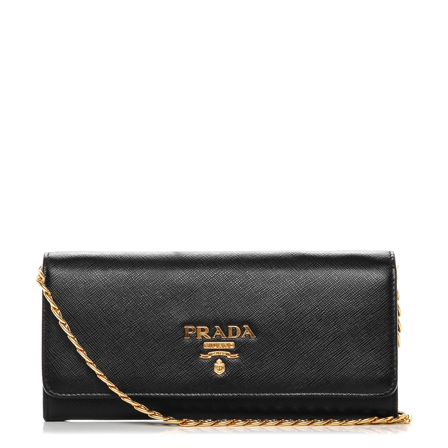 Prada Saffiano Lux Chain Wallet Nero Black 1 of 6