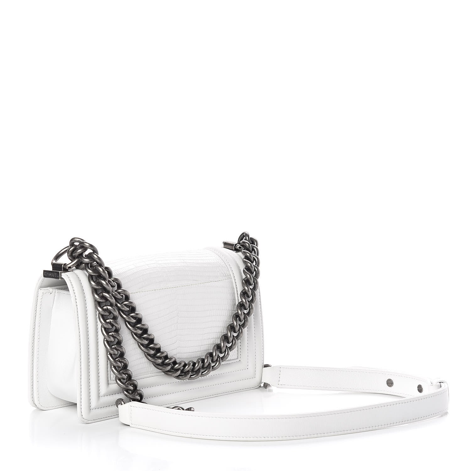 Chanel Lizard Calfskin Small Boy Flap White 3 of 10