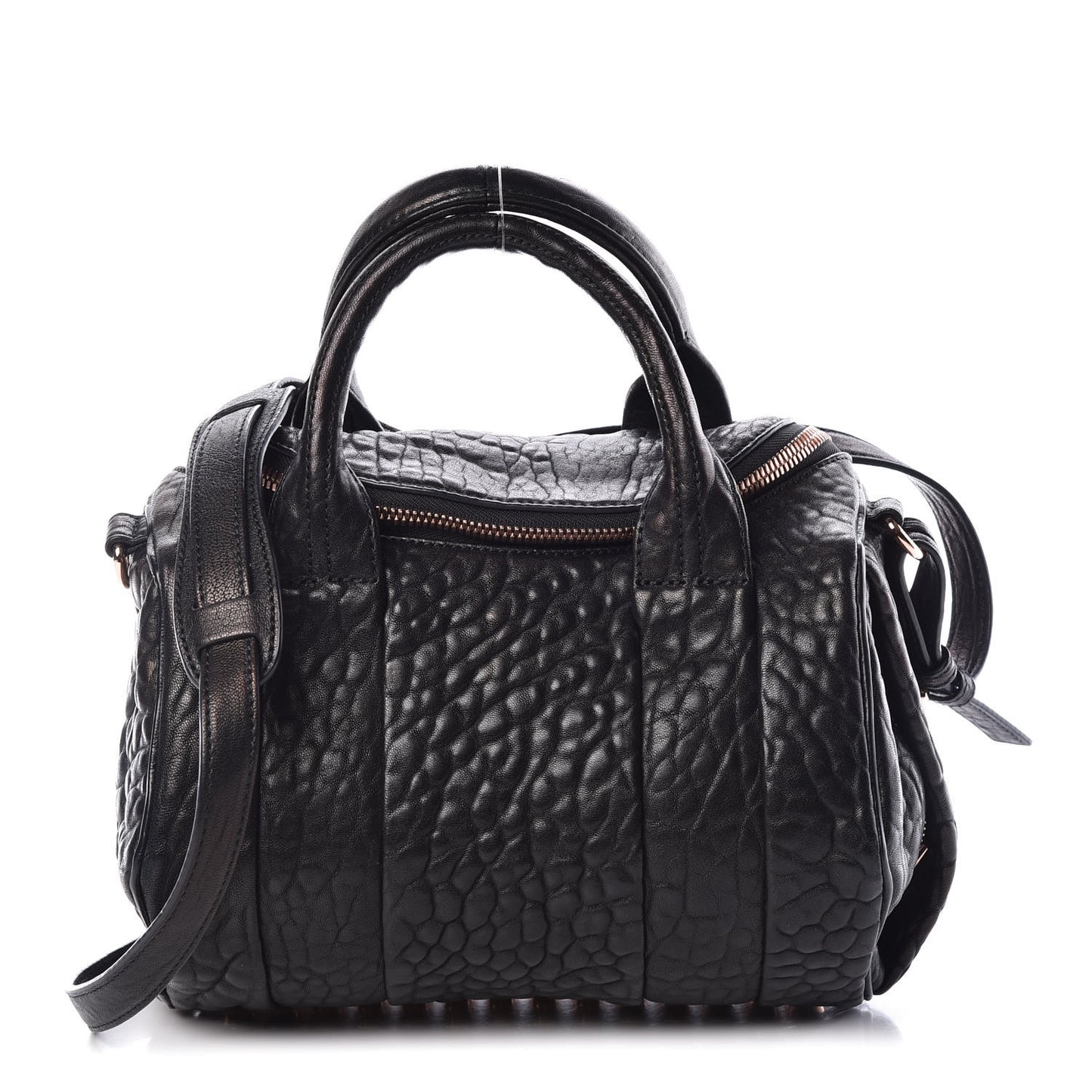 Pebbled Lambskin Mini Rockie Black Rose Gold Hardware