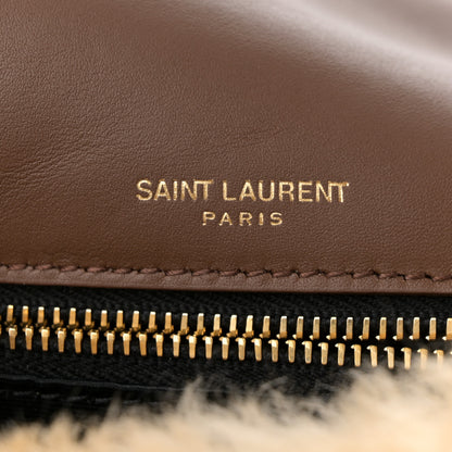 Saint Laurent Shearling Calypso Crossbody Crema Naturel Dark Cigar 7 of 11