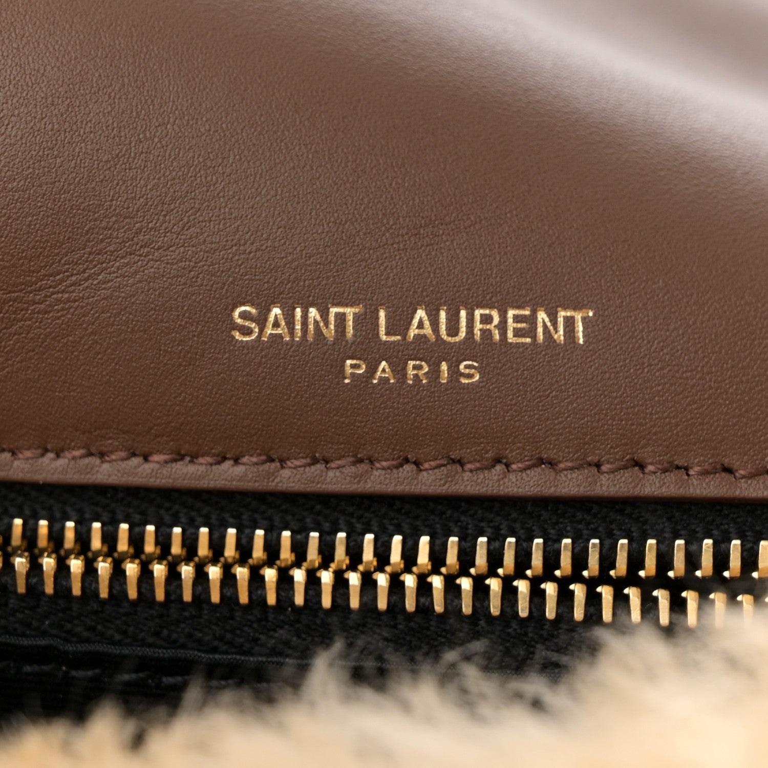 Saint Laurent Shearling Calypso Crossbody Crema Naturel Dark Cigar 7 of 11