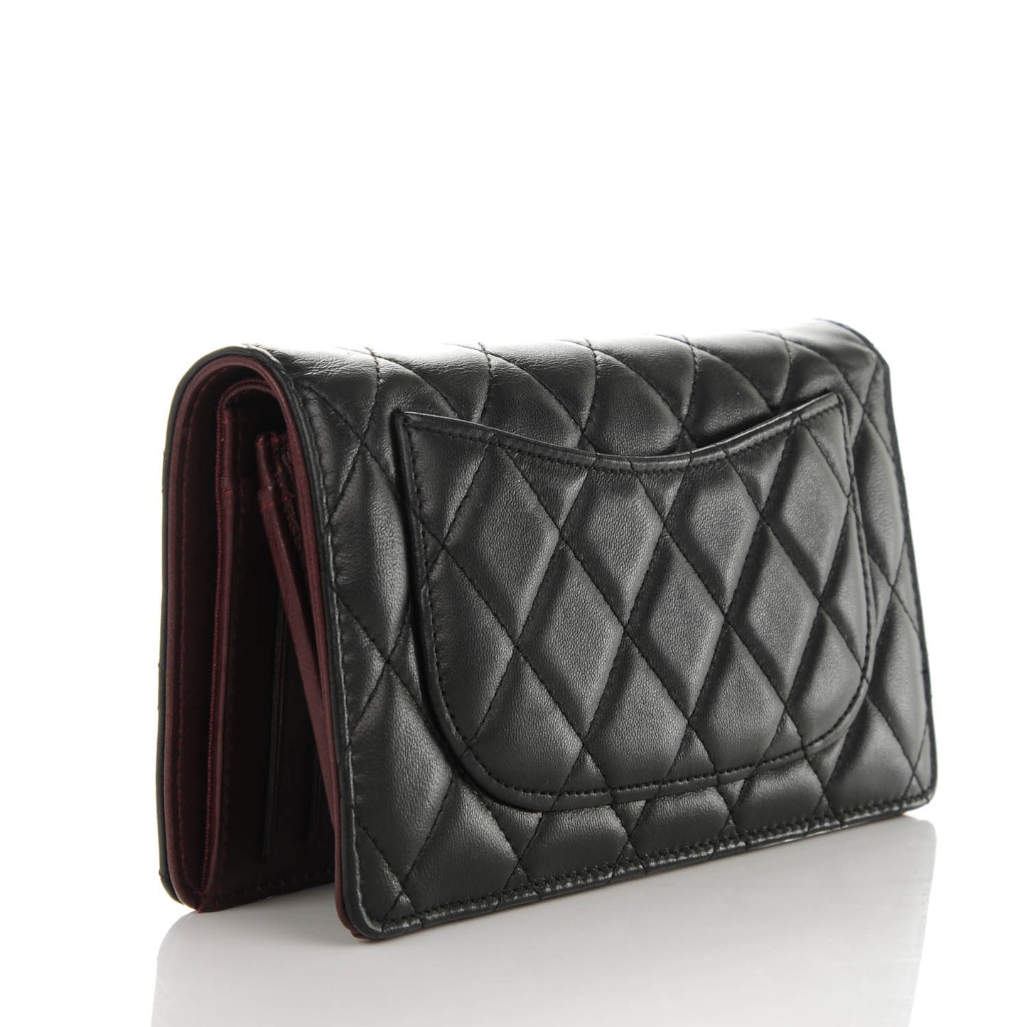 Lambskin Quilted Yen Wallet Black