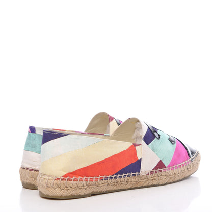 Chanel Patent Fabric Striped CC Espadrilles 42 Multicolor Black 4 of 12