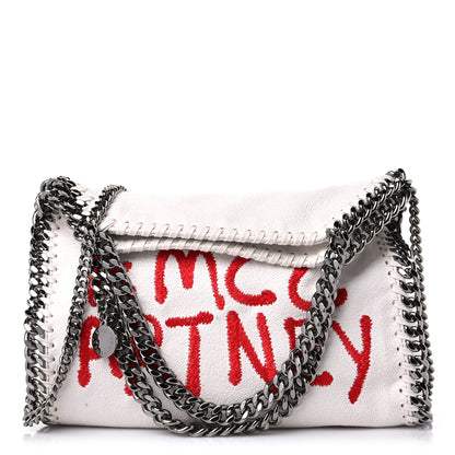 Stella McCartney X ED CURTIS Shaggy Deer Logo Embroidered Mini Falabella Fold Over Tote White 1 of 9