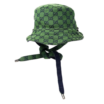 Gucci Monogram Multicolor Reversible Self-Tie Bucket Hat L Green Blue 5 of 12