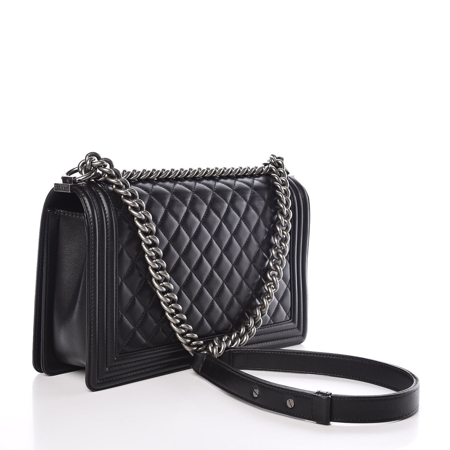 Lambskin Quilted New Medium Boy Flap Black
