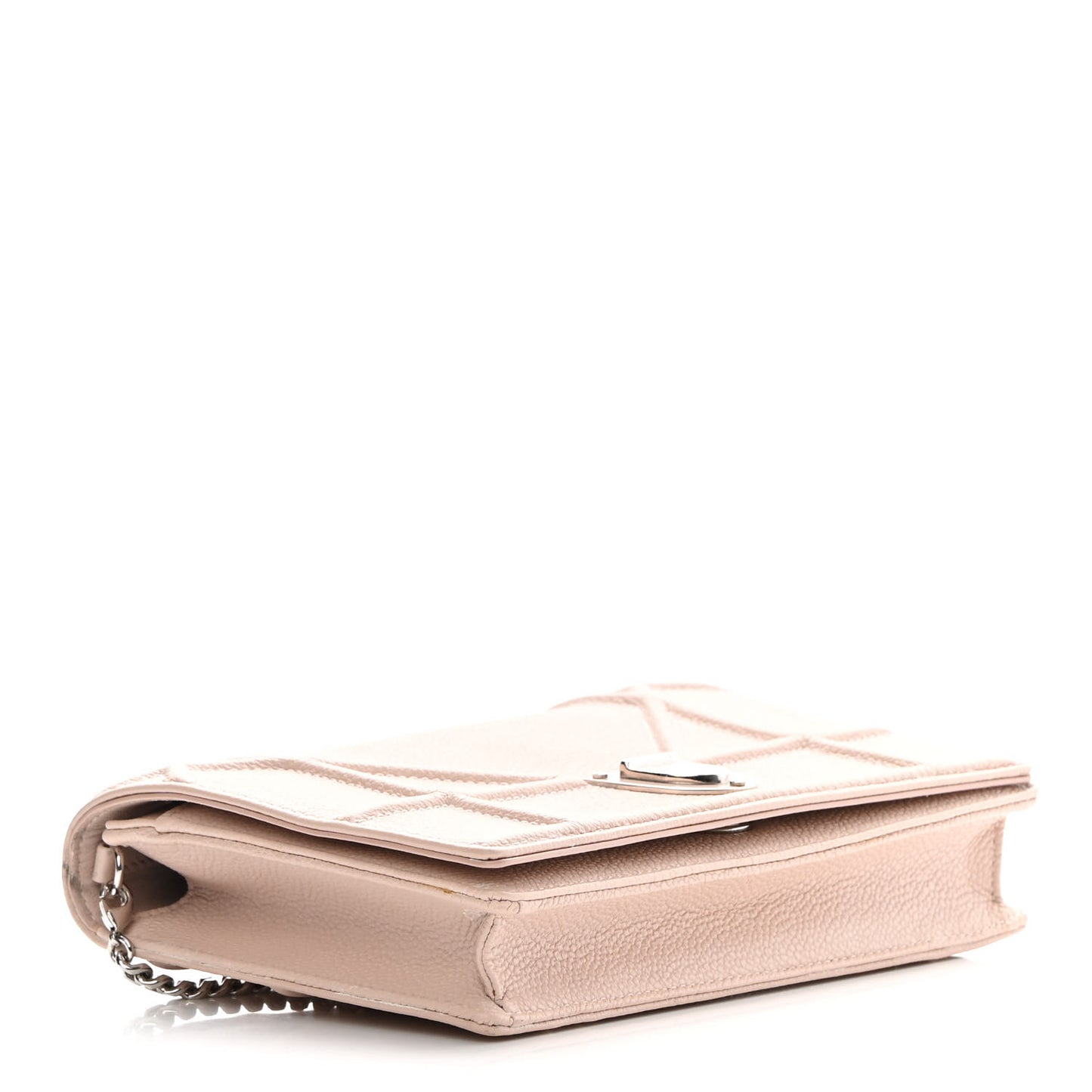 Grained Calfskin Diorama Wallet on Chain Pouch Nude