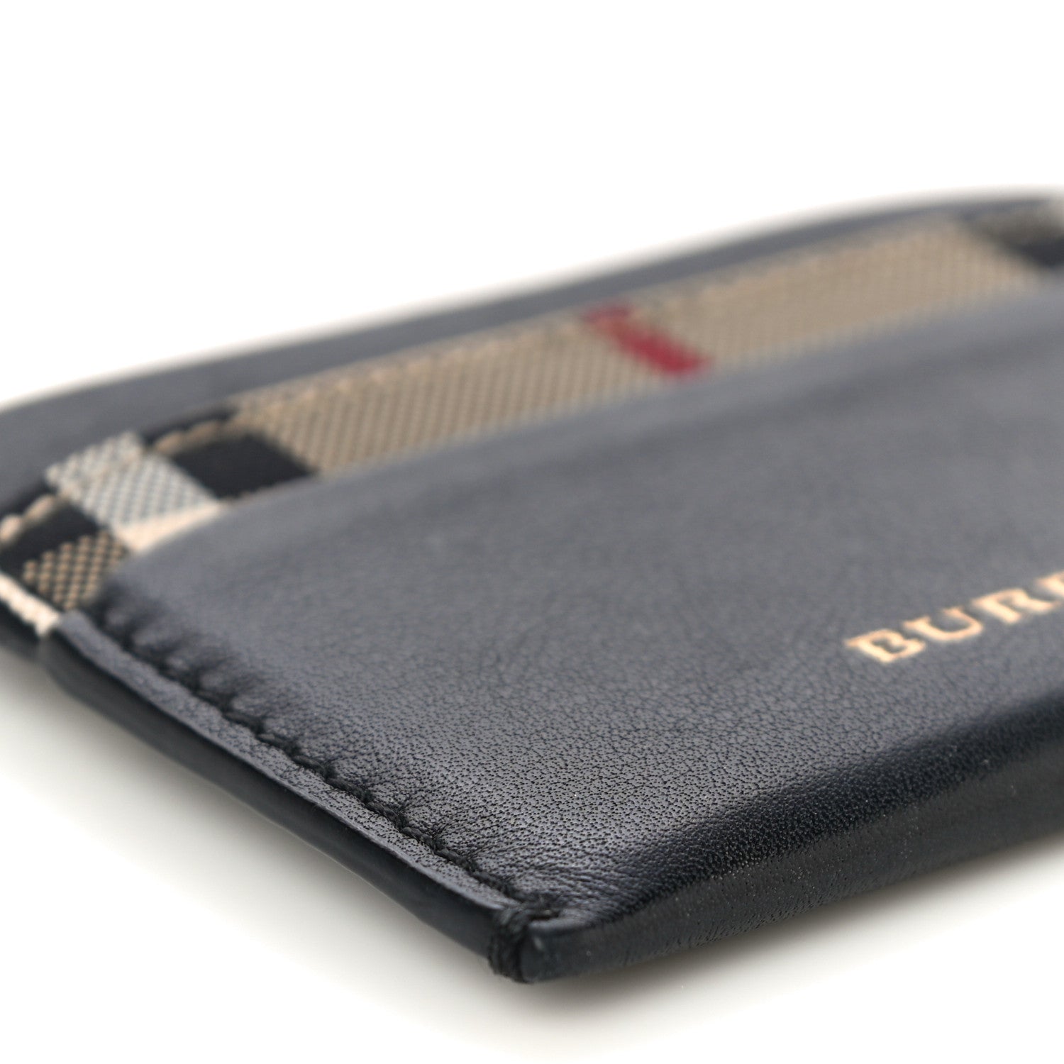 Burberry Calfskin Horseferry Check Izzy Card Case Black 9 of 12