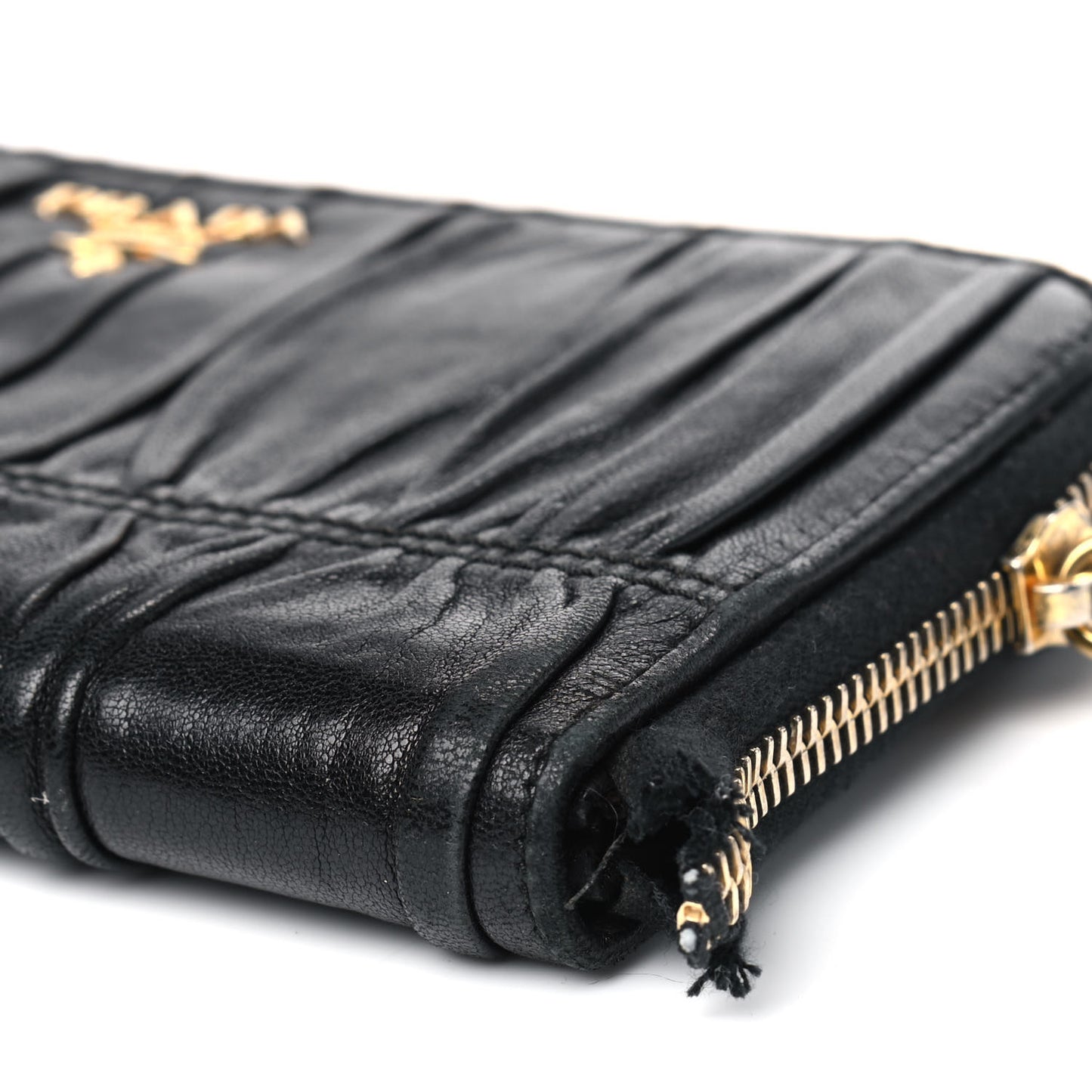 Nappa Gaufre Zip Around Wallet Black
