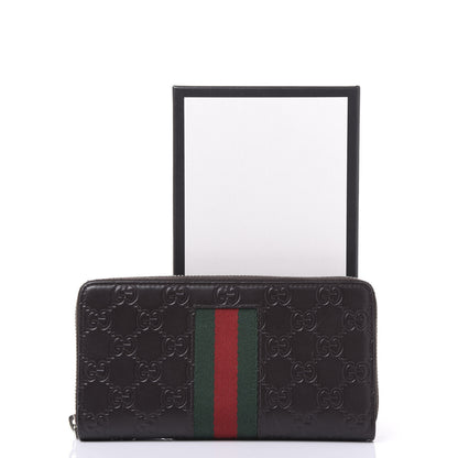 Gucci Guccissima Web Zip Around Wallet Dark Brown 9 of 9