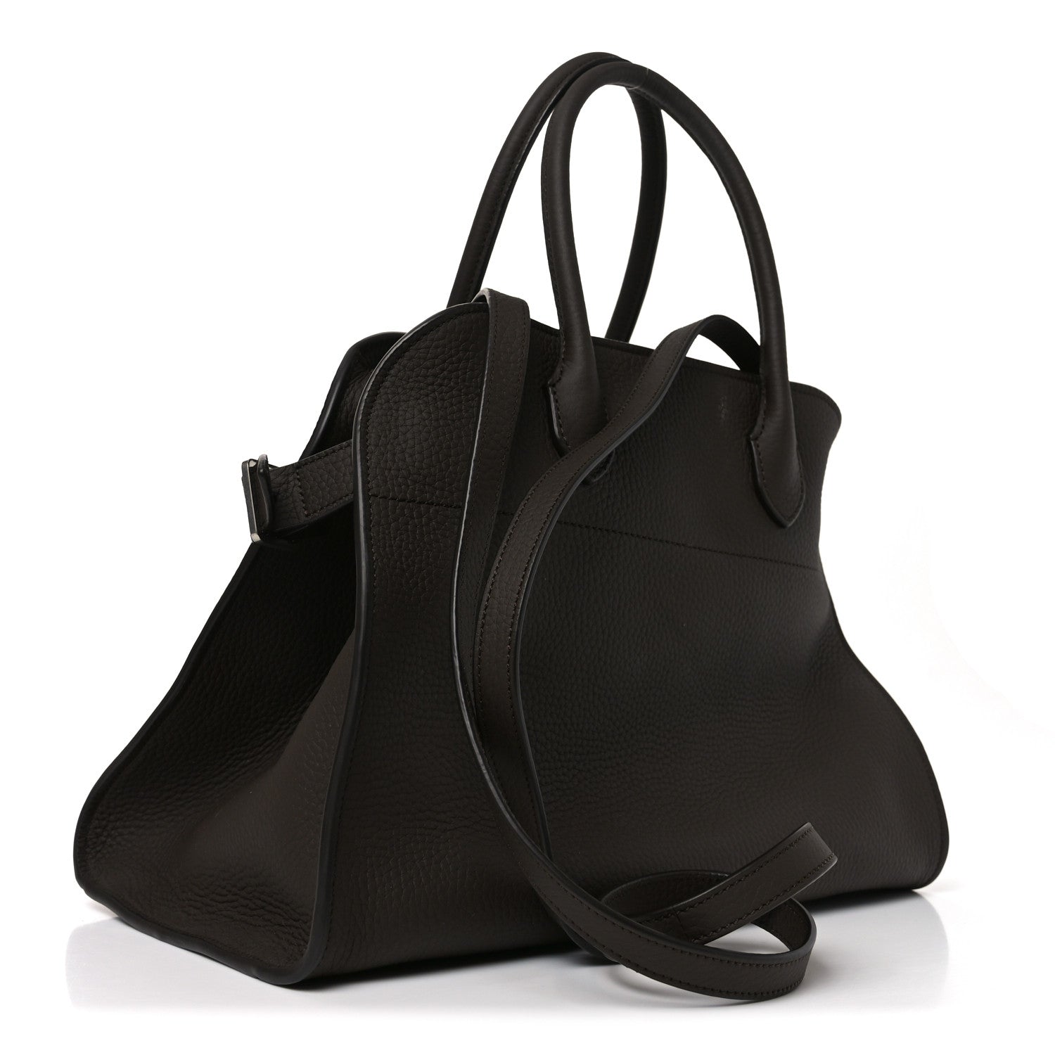The Row Matte Grained Calfskin Soft Margaux 12 Dark Chocolate 3 of 9