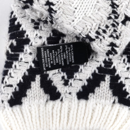 Chanel Cashmere Blend CC Fingerless Gloves Beige White Black 4 of 5