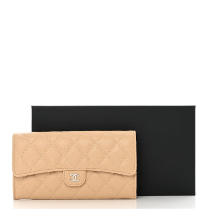 Chanel Caviar Quilted Large Gusset Flap Wallet Beige 9 of 9