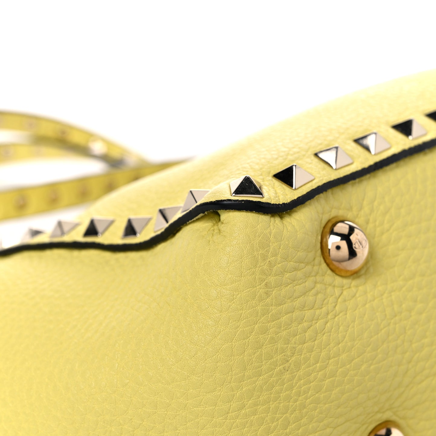 Pebbled Calfskin Mini Rockstud Tote Jonquill