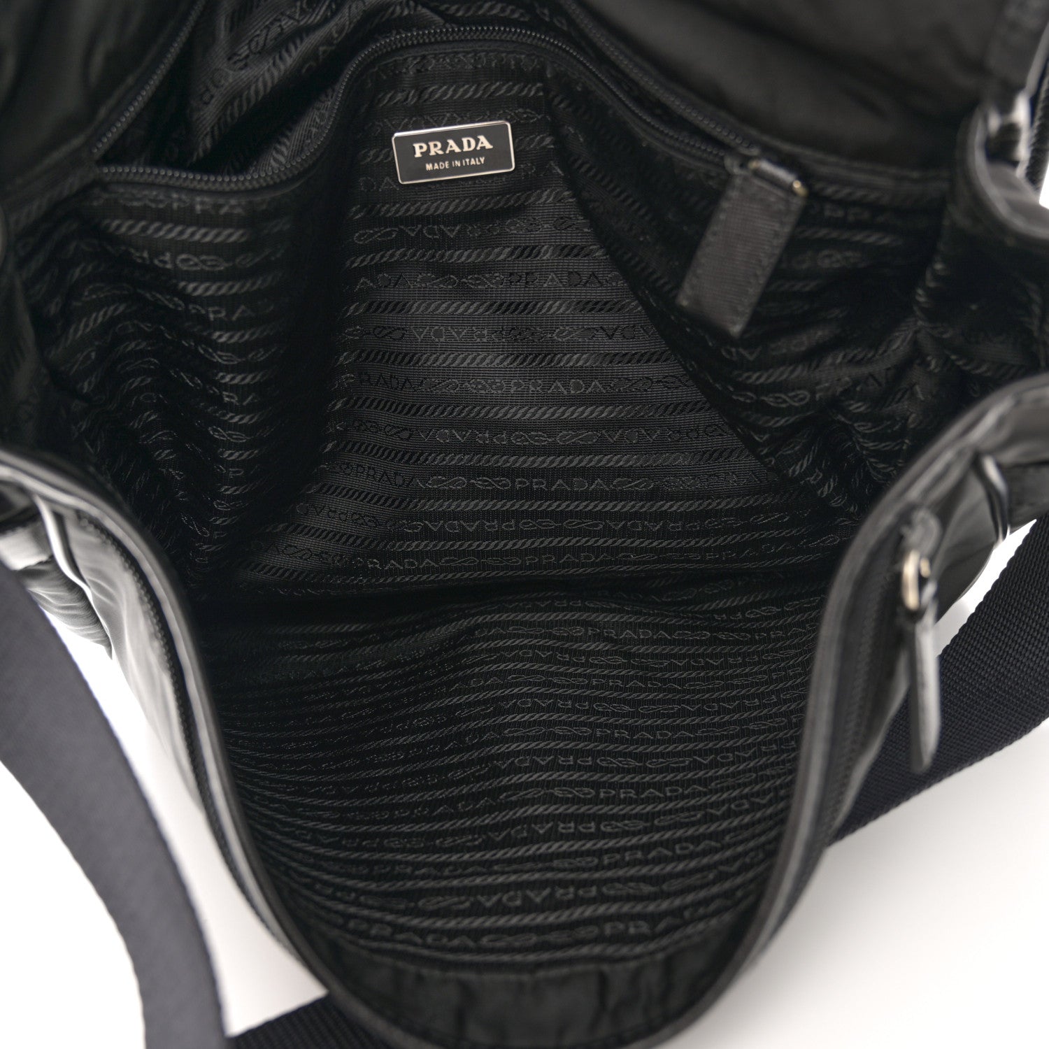 Prada Tessuto Nylon Saffiano Logo Messenger Bag Black 5 of 13