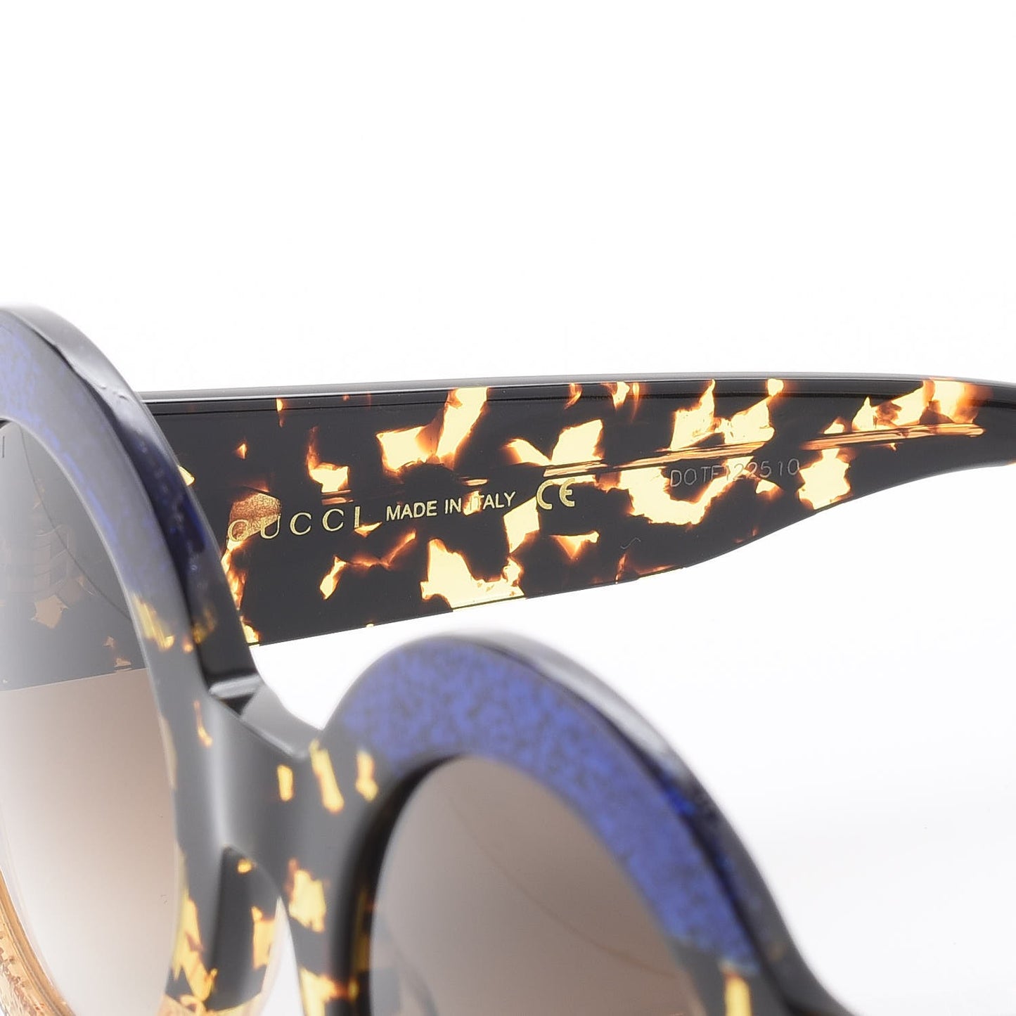 Acetate Round GG0084S Sunglasses Glitter Blue Multi