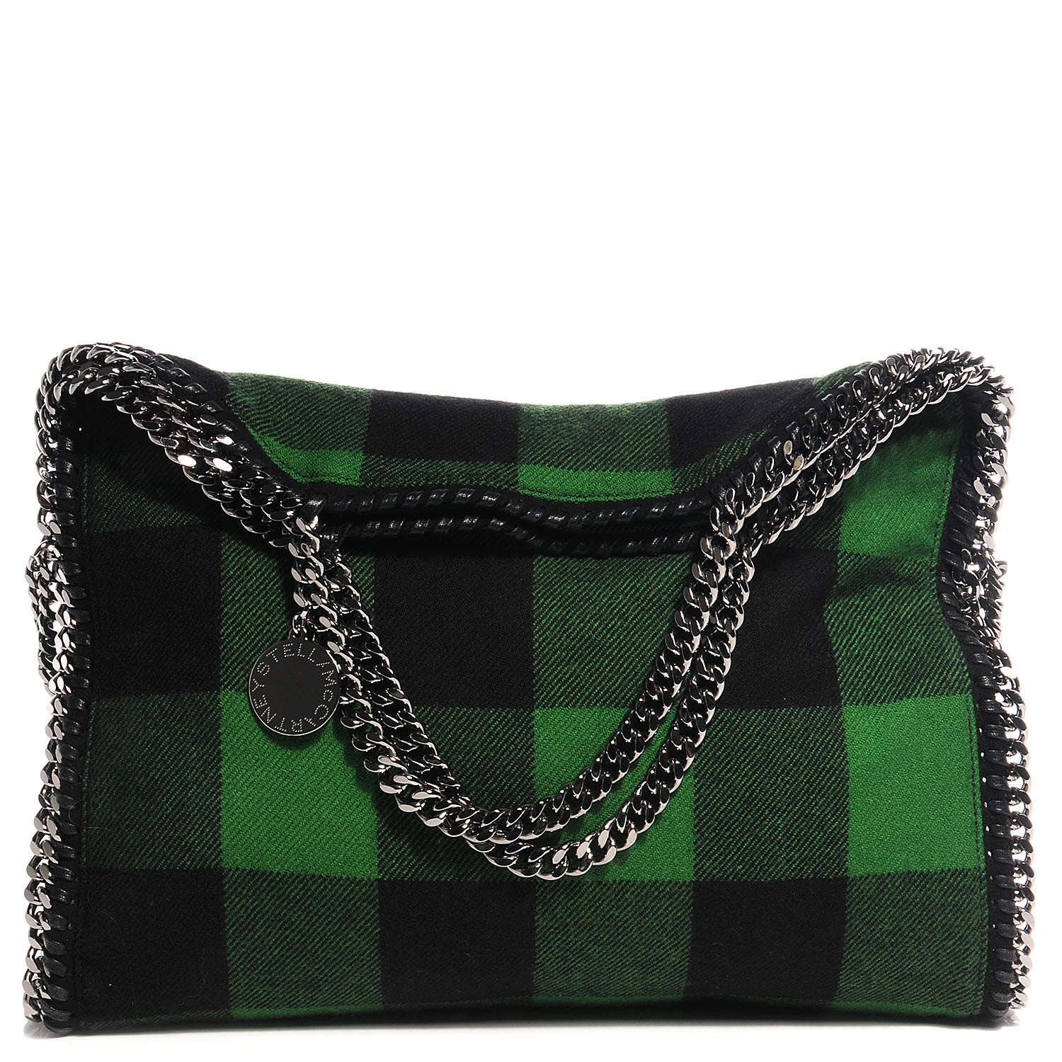 Stella McCartney Wool Plaid Falabella Fold Over Tote Vert 1 of 12