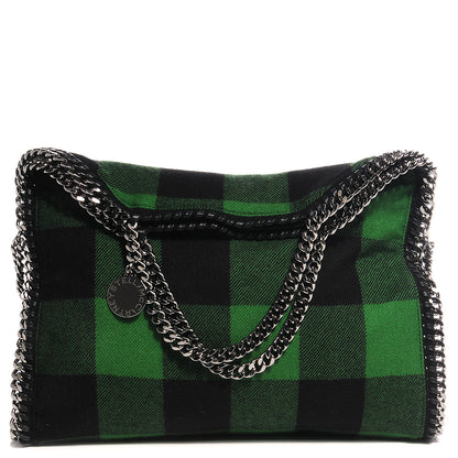 Stella McCartney Wool Plaid Falabella Fold Over Tote Vert 1 of 12