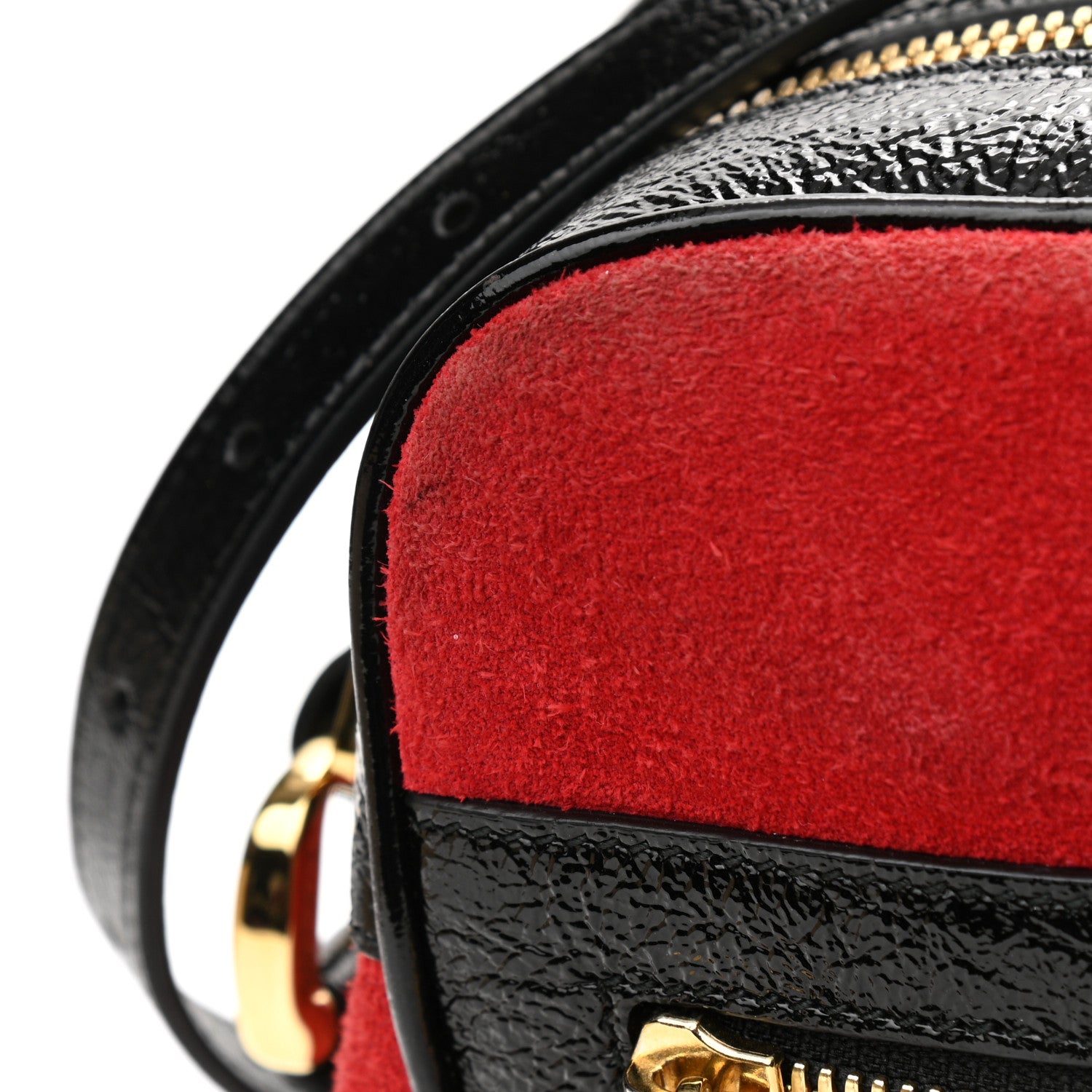 Gucci Suede Patent Web Small Ophidia Shoulder Bag Hibiscus Red Black 13 of 13
