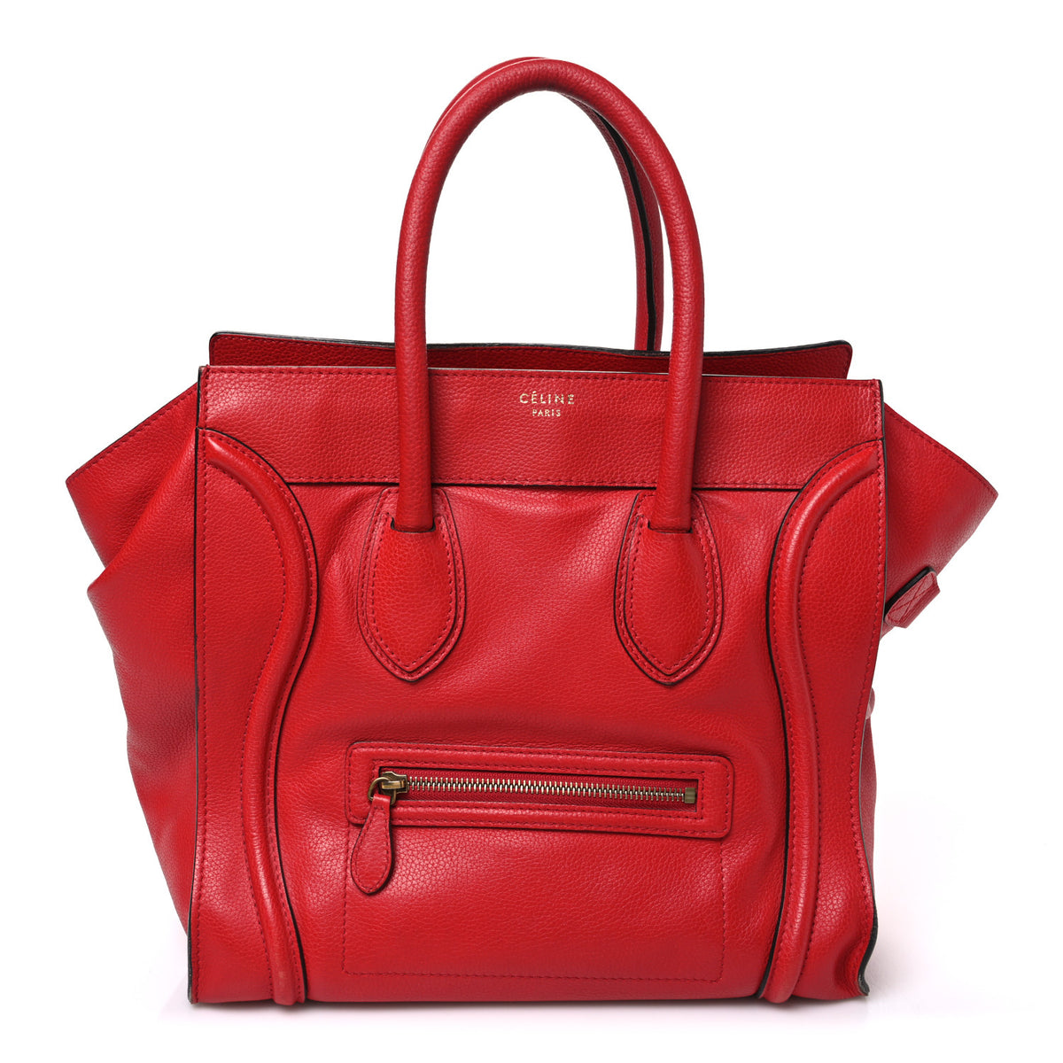 Drummed Calfskin Mini Luggage Coquelicot