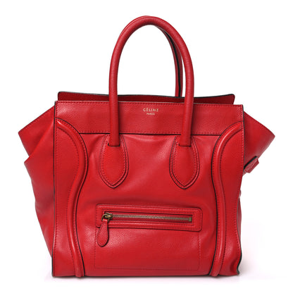 Celine Drummed Calfskin Mini Luggage Coquelicot 1 of 11