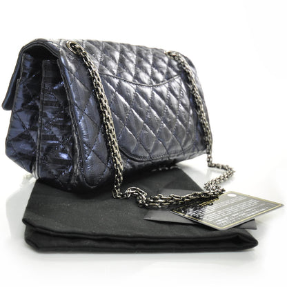 Chanel Striped Accordion Reissue Flap Metallic Blue 2 of 10