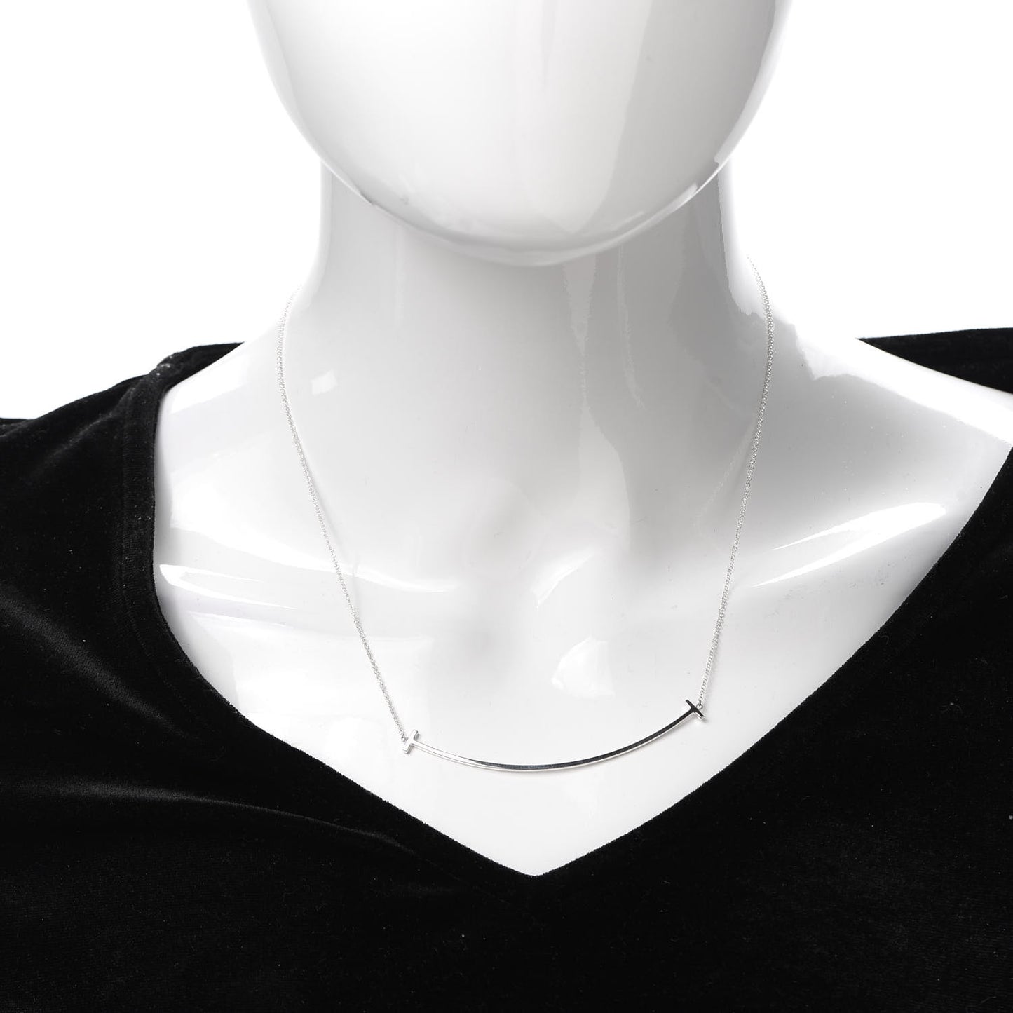 Sterling Silver Large T Smile Pendant Necklace