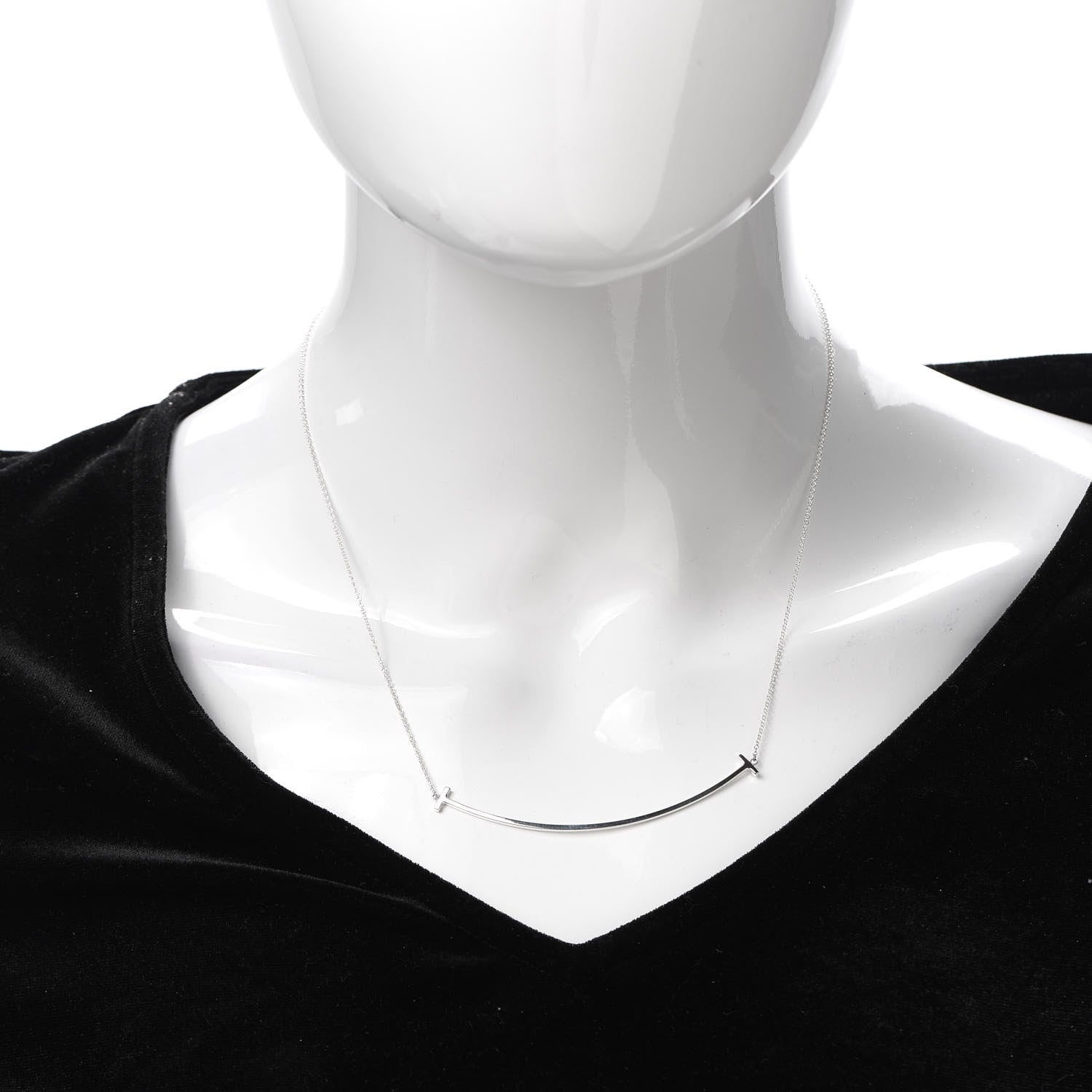 Tiffany Sterling Silver Large T Smile Pendant Necklace 2 of 6